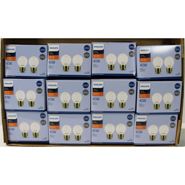 24 PHILIPS 40W VANITY LIGHT BULBS, SOFT WHITE