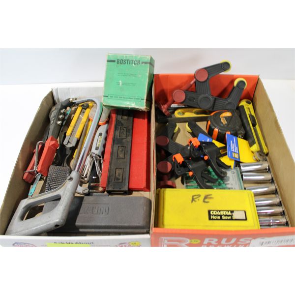 TWO FLATS OF ASSORT. TOOLS