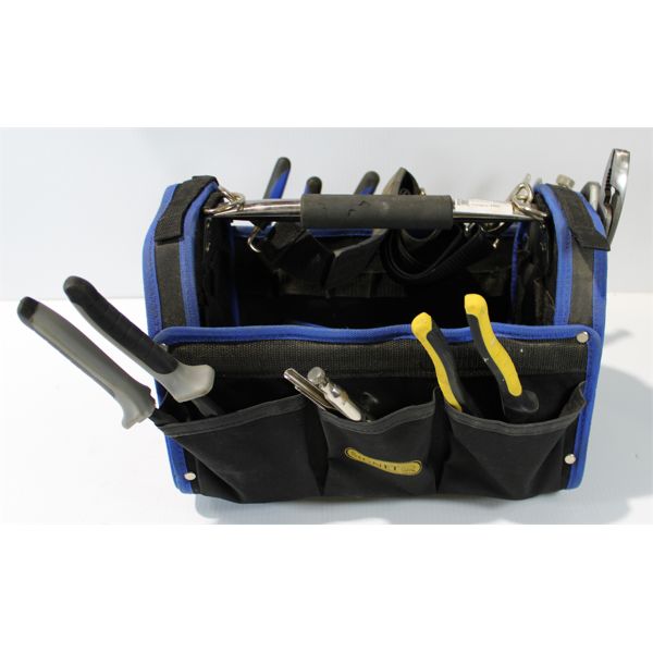 TOOL BAG WITH CONTENTS INCLUDING PLIER & SCREWDRIVER SET