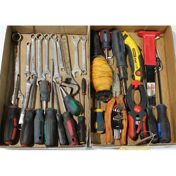 ASSORT. TOOLS INC. WRENCHES & A UTILITY KNIFE