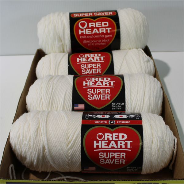 4 RED HEART WHITE HOBBY YARN SPOOLS
