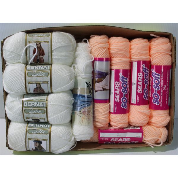 ASSORT. WHITE AND PEACH HOBBY YARN