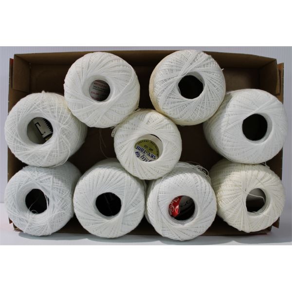 ASSORT. WHITE MERCERIZED CROCHET YARN