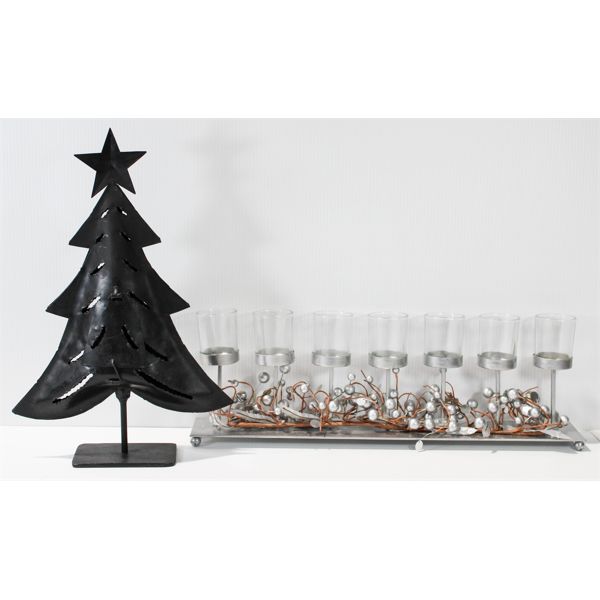 PAIR OF CHRISTMAS THEMED CANDLE HOLDERS