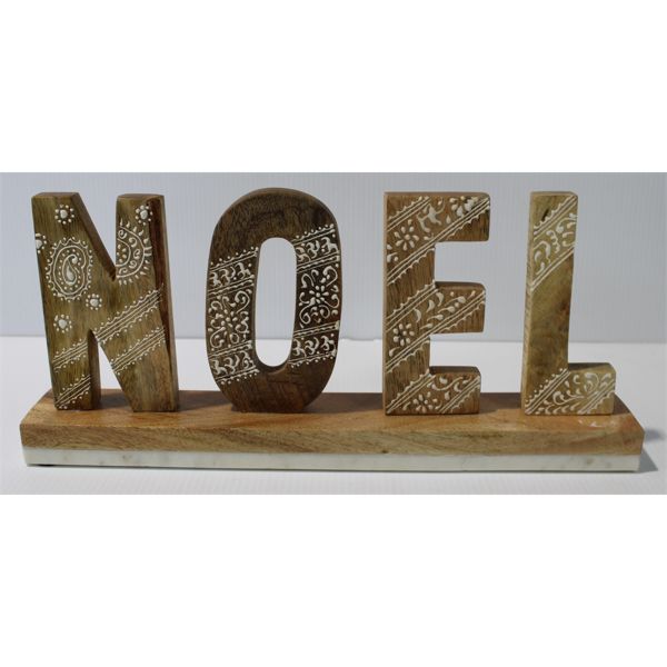 WOOD WITH STONE BASE "NOEL" DISPLAY