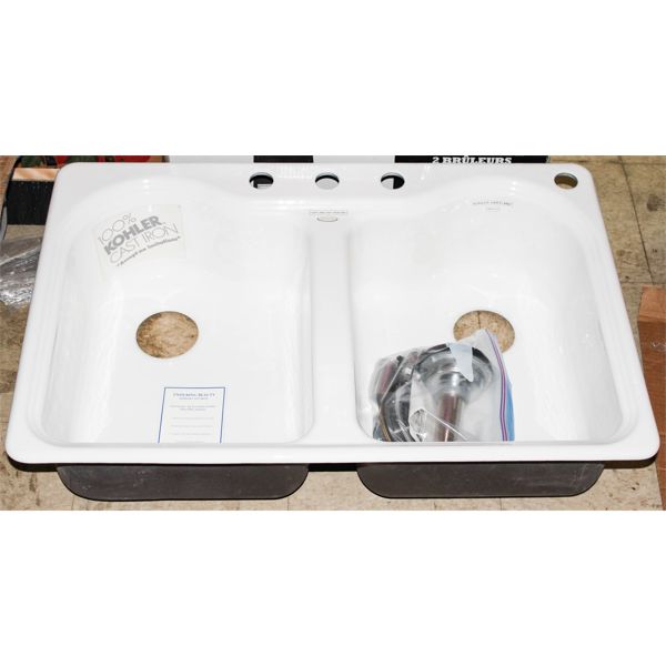 KOHLER WOODFIELD CAST IRON SINK WITH ACCESSORIES