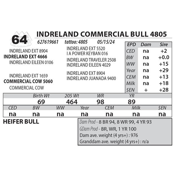 INDRELAND COMMERCIAL BULL 4805