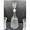 Image 2 : Pinwheel Crystal Decanter and 6 glasses