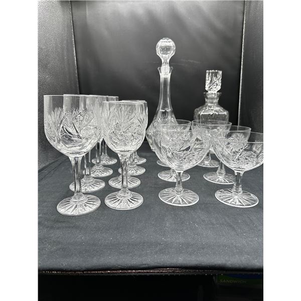 Pinwheel Crystal Decanters and Glasses