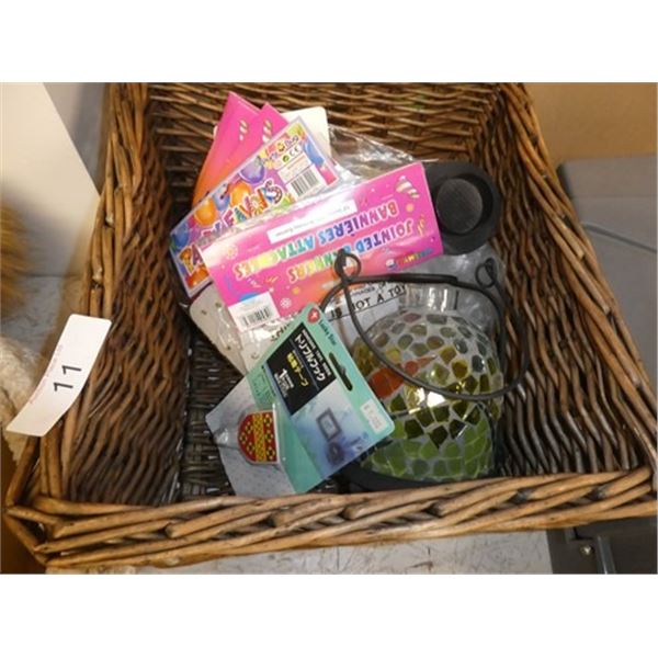 Wicker basket, Jointed Banners, Glass lantern,