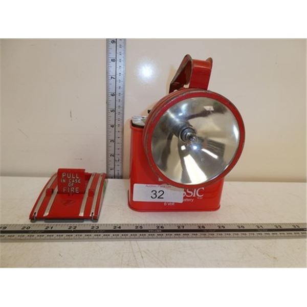 Vintage flash light, fire alarm pull