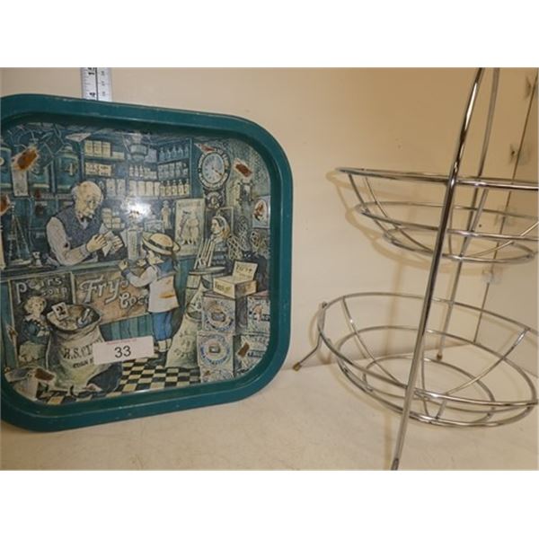 Vintage serving tray, 2 tiered fruit basket