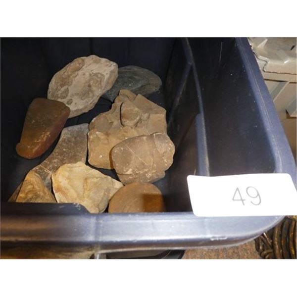 Plastic tote, with stones