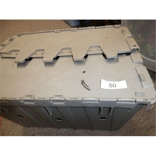 Grey plastic tote