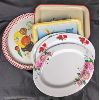 Image 1 : Set of 6 Vintage Trays - 3 Tin, 1 Melamine Ware, 2 Plastic