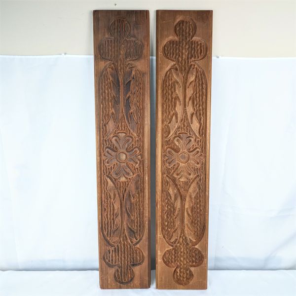 Set of 2 Carved Wooden Wall Décor 36  x 7 