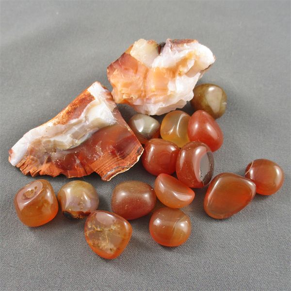 Lot of Raw & Polished Carnelian 