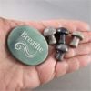 Image 2 : Aventurine "Breath" Polished Stone & 4 Jasper Stone Mushrooms