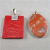 Image 1 : Set of 2 Red Jasper Pendants - One Pendant is 925 Sterling Silver