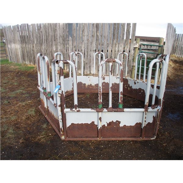 Gray Metal Round Bale Feeder