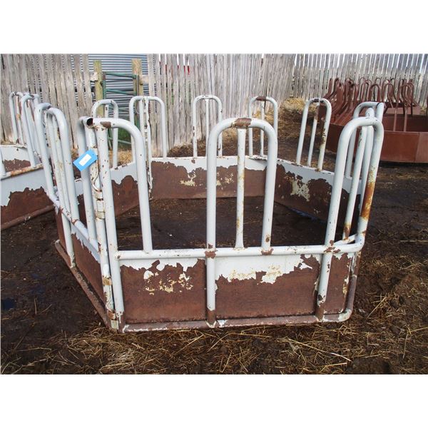 Gray Metal Round Bale Feeder