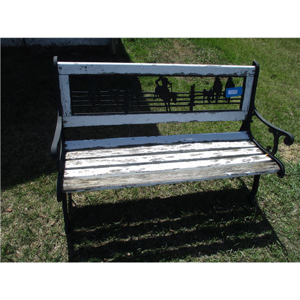 Western Themed Outdoor Sitting Bench - 4'