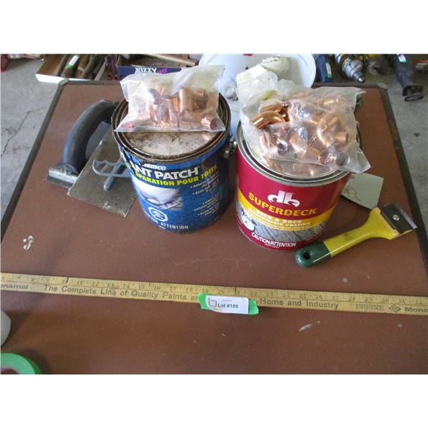 Deck Stain, Trowels, Scrapers, Copper Fittings, Drywall Sander, etc.