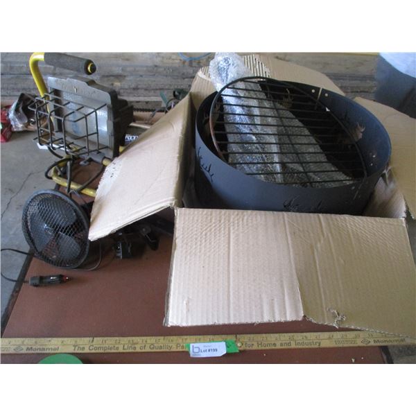 Work light, 12 Volt Fan, Iron Fire pit - Moose Motif