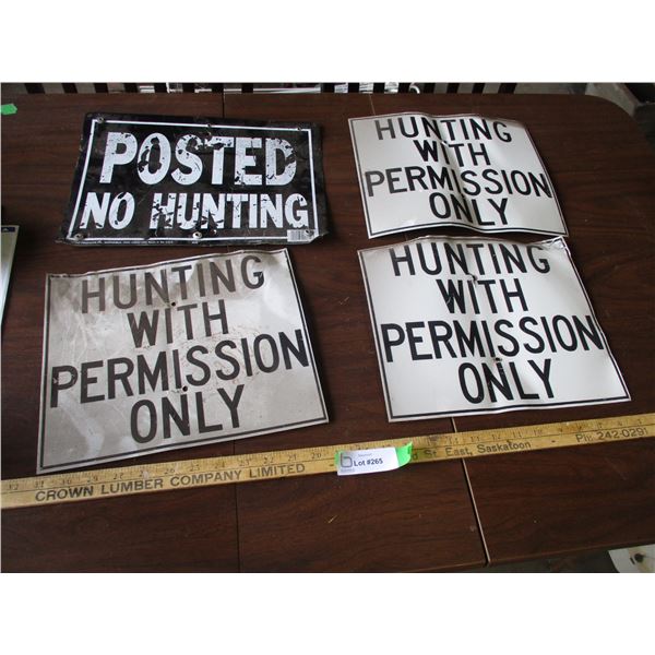 (4) Metal Hunting Signs - 12" x 10"