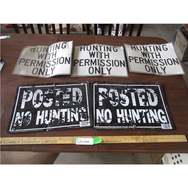 (5) Metal Hunting Signs - 12" x 10"