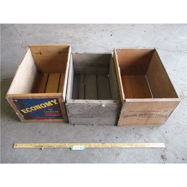 (3) Crates - One With Economy Apples Label