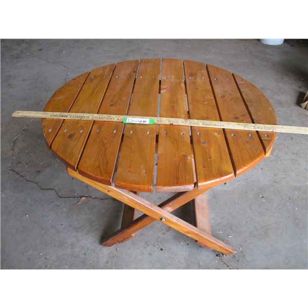 Folding Wooden Lawn Furniture Table - 30" Diameter