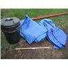 Image 1 : (3) Blue Tarps, Garbage Can