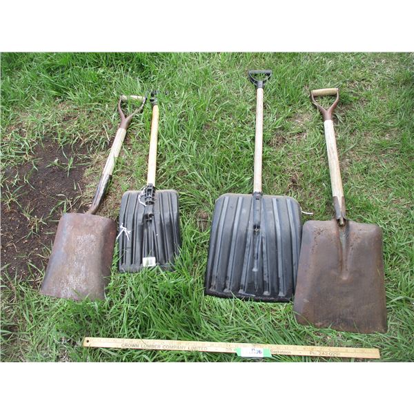 (2) Plastic Shovels, (2) Metal Shovels
