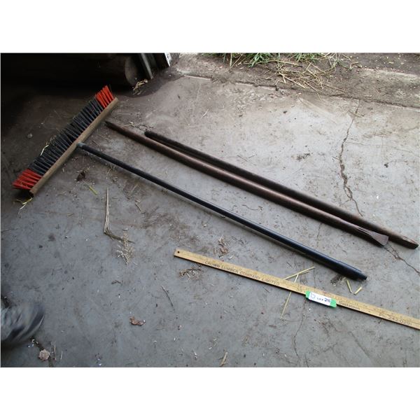 (2) Crowbars, Push Broom