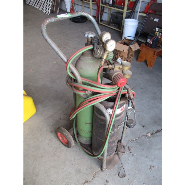Acetylene Torch (Oxygen & Acetylene Tanks) With Gauges and Cart