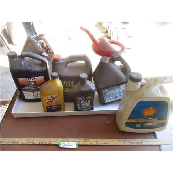 Assortment of Partial Oil Containers, Oil Pitcher