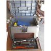 Image 2 : Step Stool With Enclosed Tool Box, Hitch Pins, Claw Hammer, Sockets, etc.