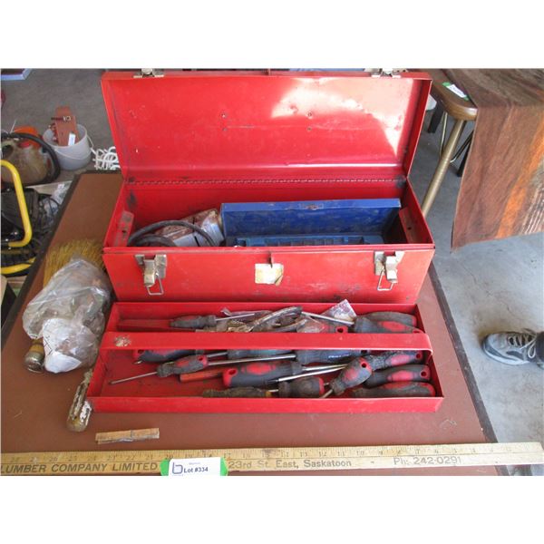 Tool Box, Electric Drill, Sockets, Screwdrivers, etc.