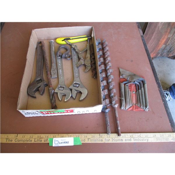 Crescent Wrenches, Safety Knife, Allan Wrenches, Auger Bits, Chisel, etc.