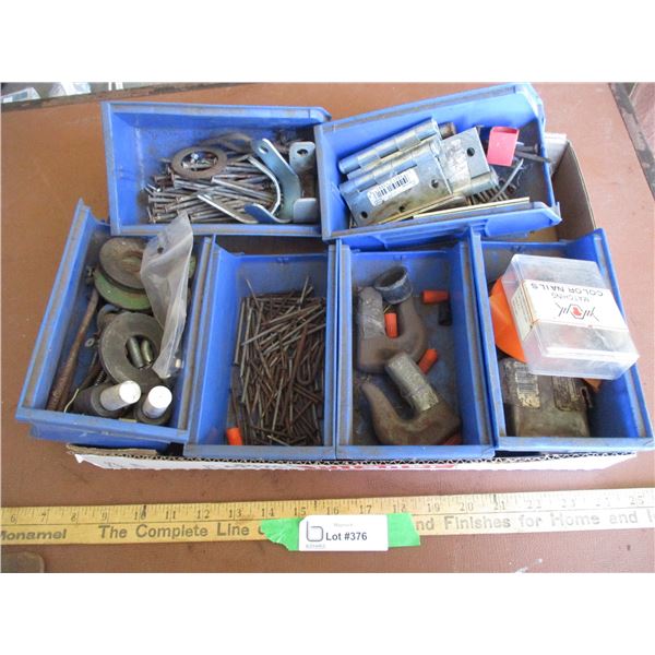 Parts Bins, Nails, Hinges, Safety Tape, Hardware, etc.