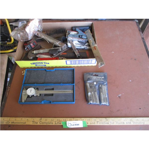 Caliper, Hollow Punch Set, Claw Hammer, Wire Brush, Square, etc.