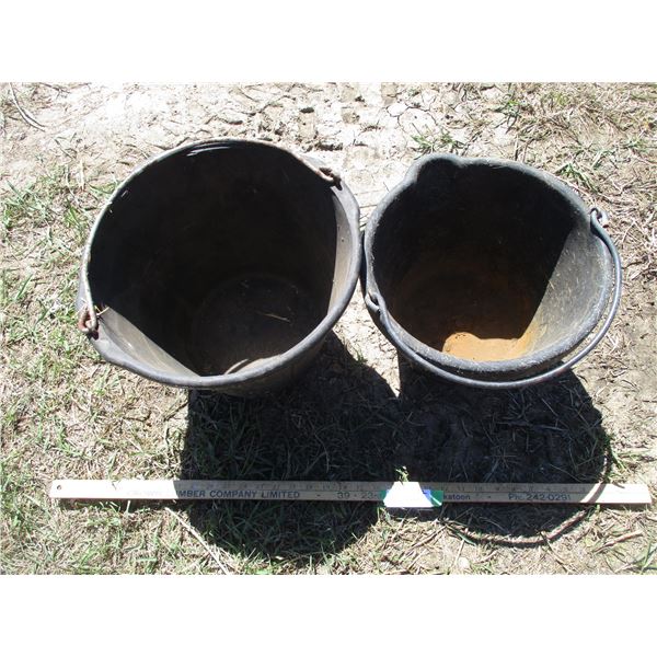 (2) Rubber Feed Pails - One is 12", One is 14"