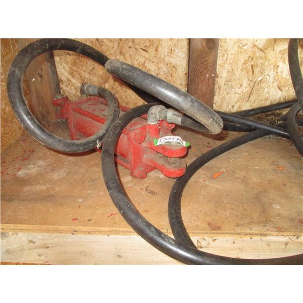 Red Hydraulic Ram With Hoses
