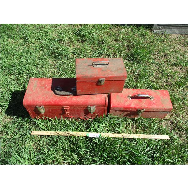 (3) Red Metal Tool Boxes