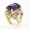 Image 9 : Large Vintage 18K Gold Amethyst & Diamond Twisted Wire Open Work Cocktail Ring