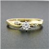 Image 2 : Petite 14K TT Gold Round Brilliant Diamond Solitaire w/ Accents Engagement Ring