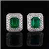 Image 1 : 7.65 ctw Emerald and 1.50 ctw Diamond Platinum Earrings