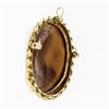 Image 4 : Vintage 14k Gold Concave Carved Shell Cameo Twist Wavy Frame Pendant Brooch Pin