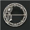 Image 1 : Antique Art Deco 14k White Gold Filigree Circle Wreath Floral Ribbon Brooch Pin